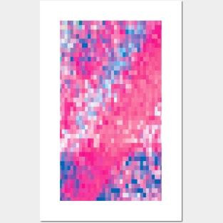 Pink Blue and Purple Mosaic Abstract Squares Pattern Posters and Art